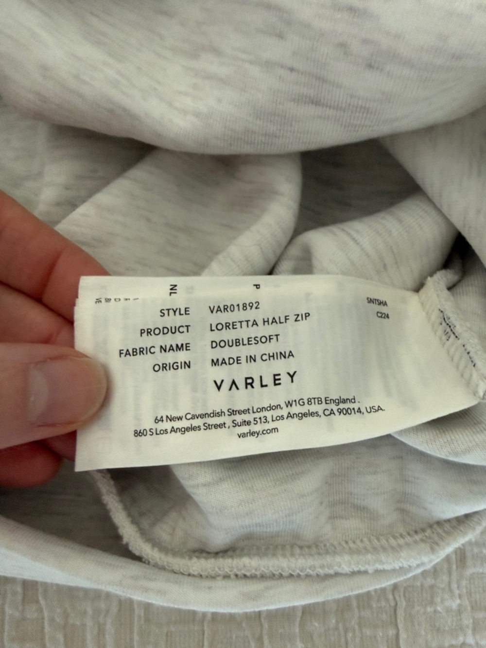 Varley Loretta Cream Sleeveless Half-Zip Pullover with Gold Hardware - Picture 7 of 8
